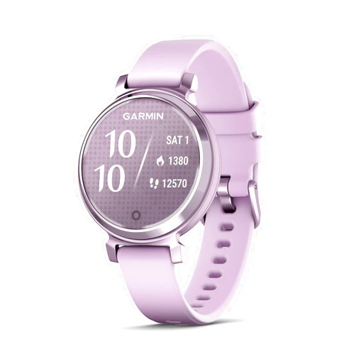 Garmin Lily 2, Small and Stylish Smartwatch, Hidden Display, Patterned Lens, Up to 5 Days Battery Life, Lilac (Renewed)
