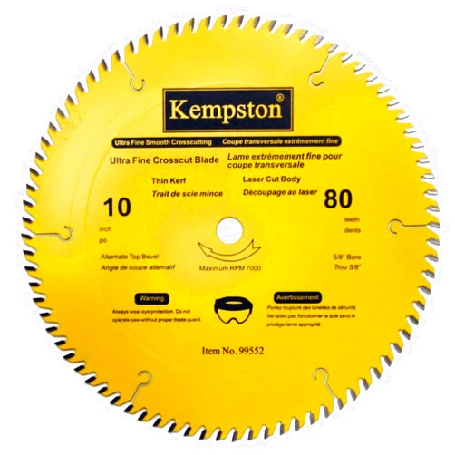 Kempston Corporation Kempston 99552 10-Inch by 80 Tooth Professional Thin Kerf Ultra Fine Crosscut Blade with 5/8-Inch Arbor