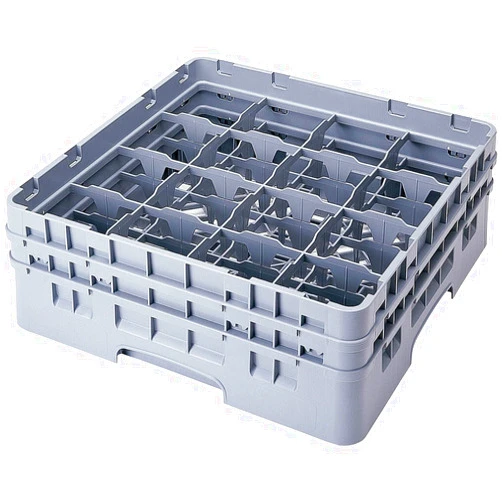 Cambro 16S800-151 8-1/2-Inch Camrack Polypropylene Stemware and Tumbler Glass Rack with 16 Compartments, Full, Soft Gray