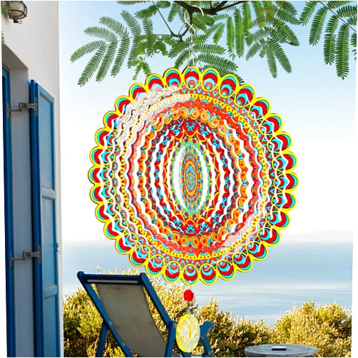 Gustamucho Wind Spinner, Hanging Wind Sculptures,Wind Spinners for Yard and Garden Decor,Yard Decorations Outdoor,Hanging Art Ornaments for Garden Yard Balcony Decor (Mandela Color)