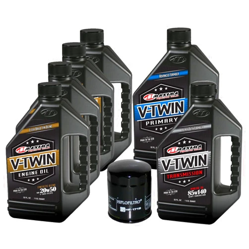 MaximaHiflofiltro VTTOCK21 Complete Engine Oil Change Kit for V-Twin Synthetic Blend Harley Davidson Twin Cam, 6 Quart
