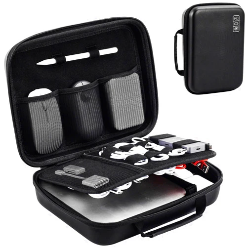 ProCase Hard Travel Electronic Organizer Case for MacBook Power Adapter Chargers Cables Power Bank Apple Magic Mouse Apple Pencil USB Flash Disk SD Card Small Portable Accessories Bag