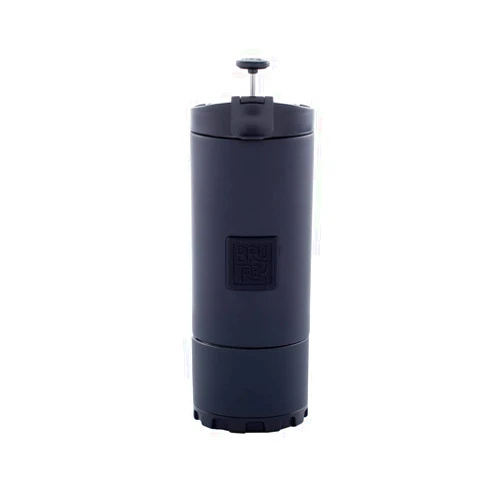 BruTrek OVRLNDR Travel Coffee French Press, 24 fl.oz Capacity, Double Wall Vacuum Insulated, Easy To Clean Removable Bottom, No Spill Lid, On The Go Coffee Brewing (Obsidian)