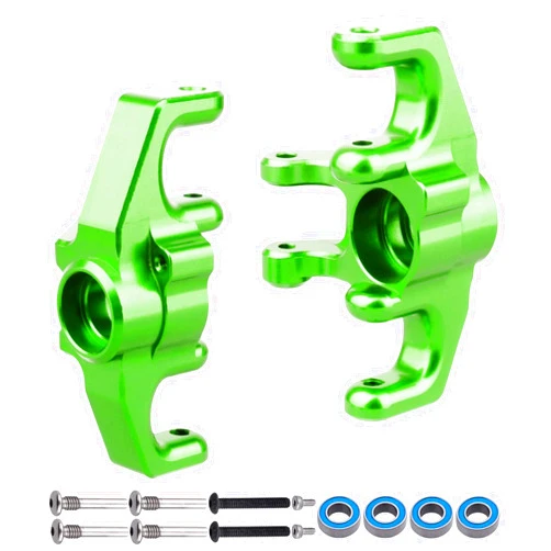 FriHobby Aluminum Steering Spindle Set and Hardware Ball Bearings Steering Blocks Front Steering Knuckles for Losi Baja Rey Upgrades Parts, Replaces LOS234005 (Green)