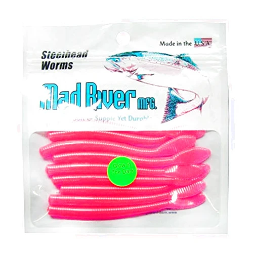 Mad River 3 Inch Steelhead Worms Glow Pink
