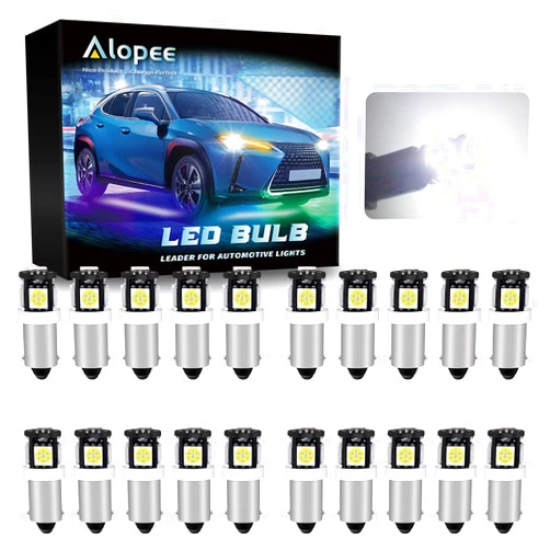 Alopee 20 Pack 1445 Led Bulb White 1820 Bulb DC 12V for BA9S 1815 1816 1893 1895 53 57 64111 755 Car Ash Tray Light Bulb Trans Indicator Light Bulb Clock Light Glove Box Instrument Panel Light Bulb