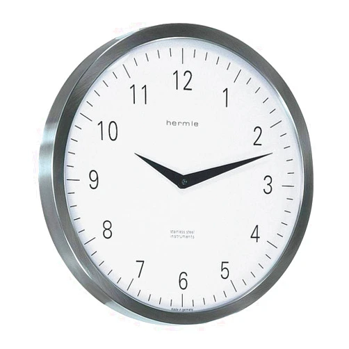 Qwirly Store: Metropolitan #30466002100 Quartz Stainless Steel Wall Clock by Hermle - Large Decorative Hanging Round Clock for Home and Office
