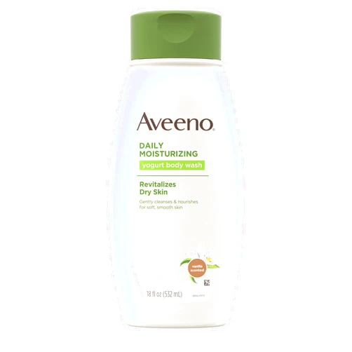 Aveeno Daily Moisturizing Yogurt Body Wash for Dry Skin with Soothing Oat & Vanilla Scent, Gentle Body Cleanser, 18 fl. Oz (Pack of 3)