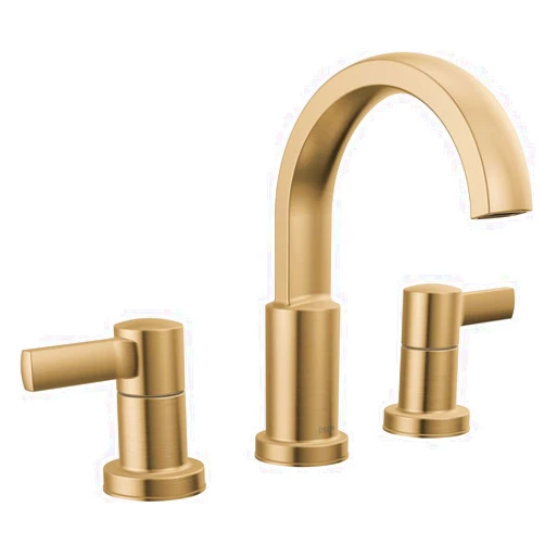 Delta Faucet Albion Widespread Bathroom Faucet 3-Hole, Gold Bathroom Sink Faucet, 2-Handle Bathroom Faucet, Bath Faucet, Metal Push-Pop Drain Assembly, 1.2 GPM Flow Rate, Champagne Bronze 35855LF-CZ