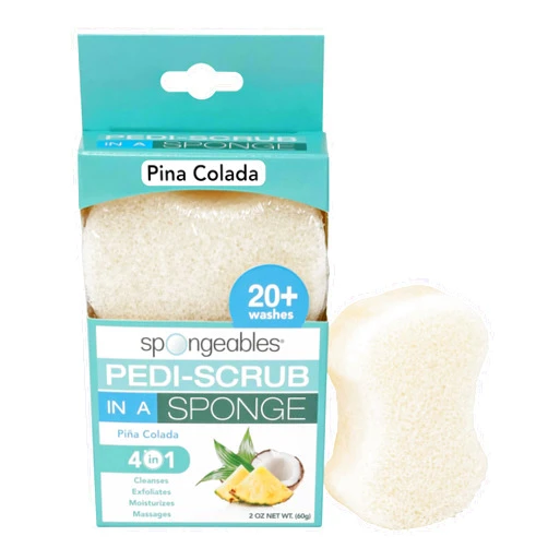 Spongeables Spongables Pedi Scrub Foot Exfoliating 20+ Wash Sponge, Pina Colada, 1 Count