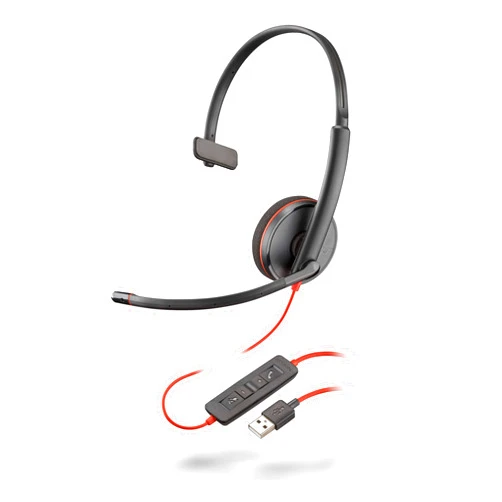 Poly Plantronics - Blackwire 3210 - Wired, Single Ear (Monaural) Headset with Boom Mic - USB-A to connect to your PC and/or Mac
