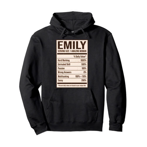 Buddy BFF Companion Funny Mate Emily Nutrition Facts Name Nickname Alias Title Friends Pullover Hoodie