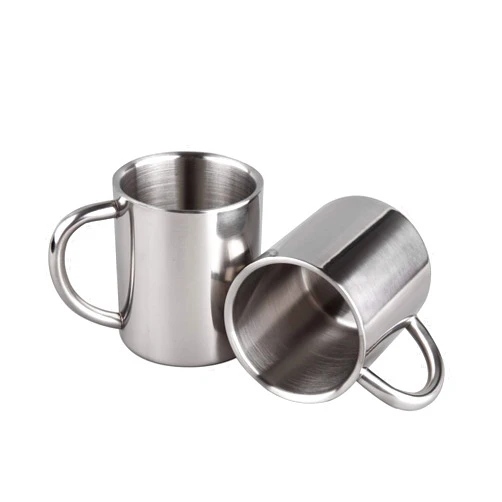 IMEEA Coffee Mugs Camping Cup 10oz Double Walled Stainless Steel Camping Mug with Handle, Set of 2