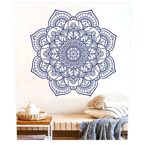 Handmade Mandala Wall Decal. Mandala Flower Vinyl Stickers. Indian Namaste Decal. Yoga Studio Decals. Boho Bohemian Decor. Meditation Bedroom Wall Art ER10