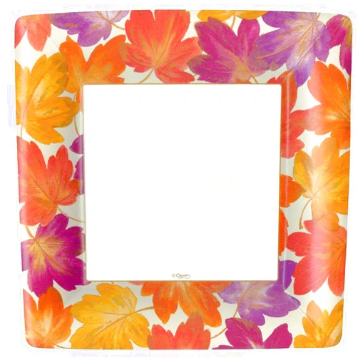Caspari Fallen Leaves Square Paper Dinner Plates in Ivory - Pack of 8
