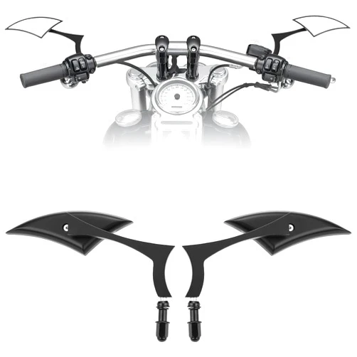 KEMIMOTO Black Spear Blade Mirrors Motorcycle Rear View Mirrors 1 Pair Sportster Side Mirrors for Street Glide Electra Glide Softail Dyna 1982-2019 2020 2021 2022 2023