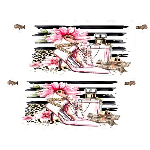 INSFBRB Watercolor Pink Art Makeup Kitchen Valances Curtains ForBeautiful Stripes Leopard Print High Heeled Shoes Aesthetics Blackout Window Treatment Valances Rod Pocket for Bathroom 54x18inch（2Pcs）