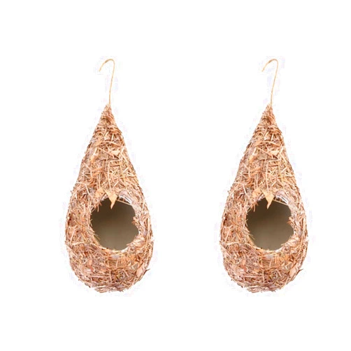 balacoo 2 Pcs Simulation Straw Bird Nest for Cage, Cozy Winter Bird House, Hanging Bird House for Parakeet Dove Canary Cockatiel, Outdoor Bird Winter Shelter