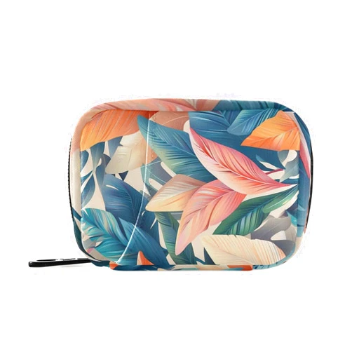 xigua Tropical Plants Pill Case 7-Day Travel Pill Organizer Box with Zipper Closure for Vitamins, Medication and Supplements