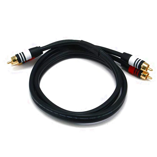 Monoprice Premium Two-Channel Audio Cable - 3 Feet - Black | 2 RCA Plug to 2 RCA Plug 22AWG, Male to Male