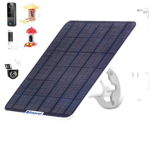 Bitnovol 8W Solar Panel for Bird Feeder Camera - USB C Solar Panels Charger Compatible with Rechargeable Battary Powered Camera Outdoor,Camera Solar Panel with IP65,9.8ft Cable 360° Swivel Bracket