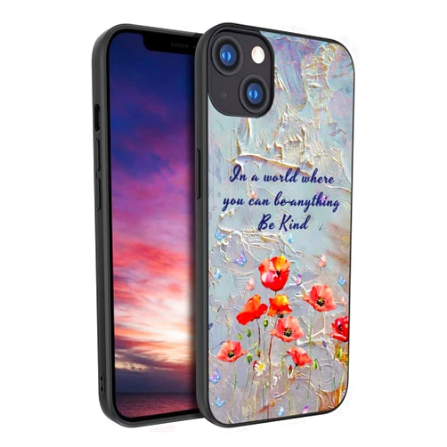 TMOYSENP Inspirational Quotes You Can Be Anything Be Kind Floral Rubber Phone Case for iPhone 15 14 13 12 11 Pro Max XR Samsung Galaxy S23 S23 S22 S21 S20 FE Ultra Plus A14 A54 A03S A53 Moto Pixel