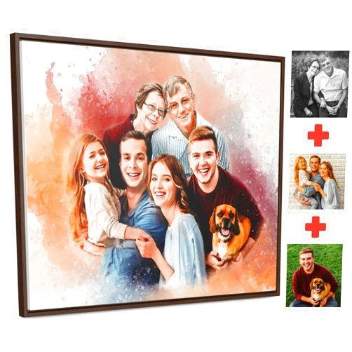 Custom Mayy Arts Personalized Watercolor Family Portrait From Photo - Custom Memorial Gifts - In Memory Of Loved One - I Never Left You Canvas Wall Art - Birthday Gifts For Mom - In Remembrance Of Mom (Canvas, 12 x