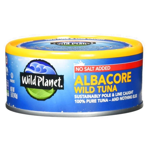 Wild Planet Wild Albacore Tuna, No Salt Added, Canned Tuna, Sustainably Wild-Caught, Non-GMO, Kosher 5 Ounce (Pack of 12), Packaging May Vary