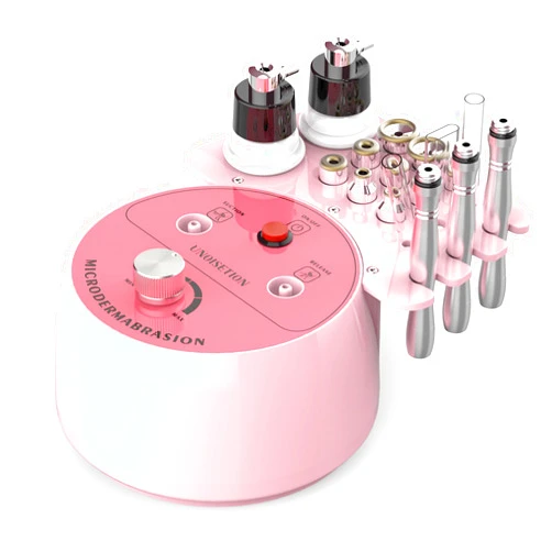 UNOISETION Diamond Microdermabrasion Machine Professional for Facial 3-in-1 Home Microdermabrasion Machine for Skin Exfoliating, Blackhead Whitehead Removal, Spray Facial Moisturizing (Pink)
