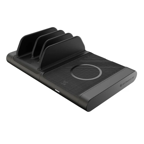 Scosche BLKIT5-SP0 BaseLynx Modular Charging System With a Qi-Certified Wireless Charging Station, a Multi-Device Device Charging Station with One PD 3.0 USB-C Charging Port & Two USB-A Charging Ports