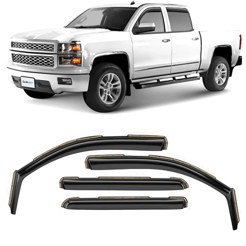CLIM ART in-Channel Incredibly Durable Rain Guards for Chevrolet (Chevy) Silverado/GMC Sierra 2014-2018 Crew Cab, Truck Accessories, Vent Window Visors, Original Window Deflectors, 4pcs - 614224