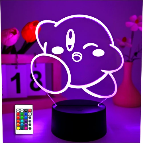 ZABEES Kirby Light Anime lamp 3D Night Lights Cute Cartoon Games Anime Action Dolls Home Decor Lights Kids Birthday Gifts Kirby Figma Christmas Gifts