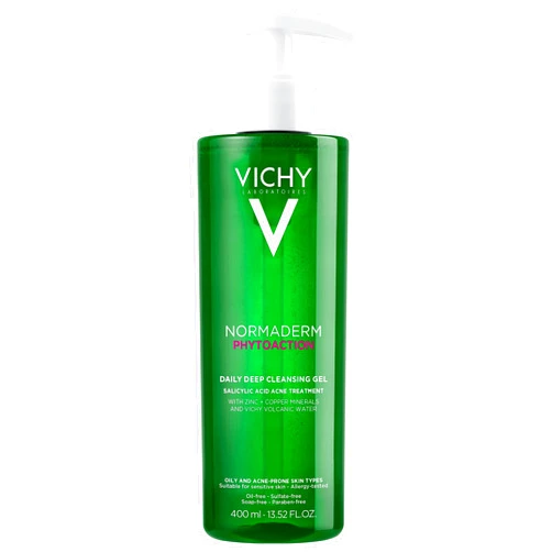 Vichy Normaderm Daily Acne Face Wash, Salicylic Acid Face Cleanser for Oily & Acne Prone Skin, Acne Cleanser that Clears Clogged Pores and Blackheads, Cleansing Gel for Sensitive Skin