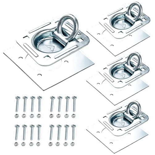 Lonffery 4 Pack Recessed D-Ring Tie Down Anchors (6,000 lb. Capacity), Heavy Duty Kit for Trailer or Deliveries