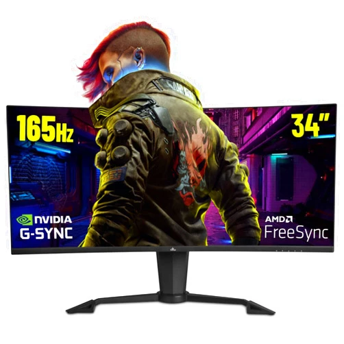 YEYIAN 34 inch Ultrawide Curved Gaming Monitor, WQHD 3440X1440 Resolution165 Hz 1ms 1500R VA Screen PC Monitor, YEYIAN Sigurd 4000 2K Monitor, 21:9 PIP/PBP 178° Viewing Angle 121% sRGB 16.7M, Tilt Adjustable