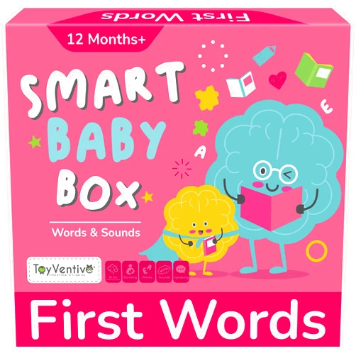 TOYVENTIVE Smart Baby Box for Girl - Educational Developmental Learning Toys for 1 + Year Old, Montessori Toddler Busy Book, Toddler Flash Cards, Baby Board Books, First Birthday Gifts for Girl
