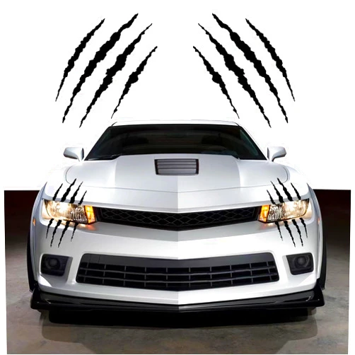 AUTOSTARY Devil's Claw Mark Sticker Decal, Car Headlight Decal, Monster Claw Scratch Stripe Stickers, Universal for Most Sports Car for Camaro and Challenger/Charge (Pair - Left and Right) (Black)