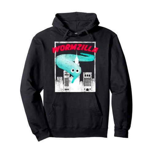 Worm on a String Magic Wormzilla Design Worm On A String Meme Wormzilla Retro Japanese Style Pullover Hoodie