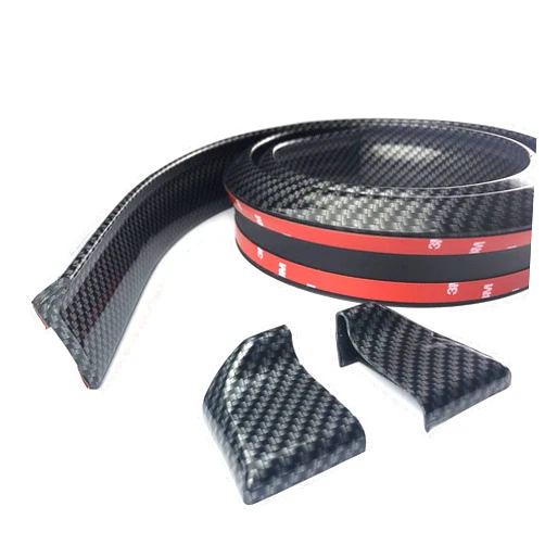AFATEBOX Car Rear Spoiler Trunk Spoiler Lip Kit Universal 4.9FT / 150cm Length Exterior Rear Strip Splitter Spoiler Side Skirt Rubber Carbon Fiber Black