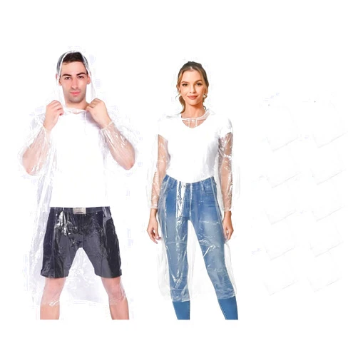 GUKOY Disposable Rain Ponchos Raincoat,with Drawstring Hood Emergency Disposable Rain Ponchos Family Pack for Adults, Clear