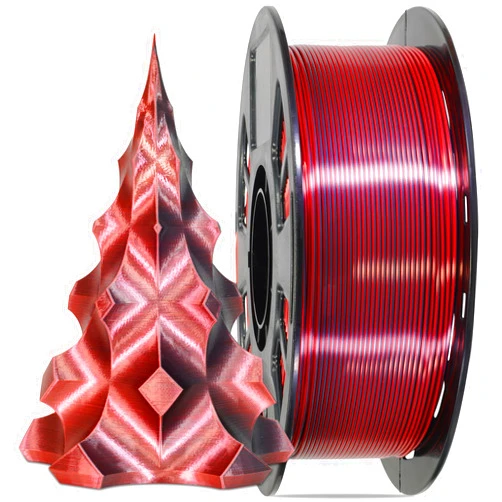 MIKA3D Silk Red Black 2 Color in 1 3D Printer Filament, PLA 3D Printing Filament 1.75mm Dual Color Silk Filament, 1KG 2.2lbs Bicolor Double Colors Silk Red Black PLA Coextrusion Filament