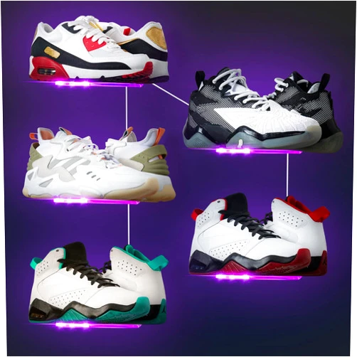 Forzacx Floating Shoe Display Shelf with Lights Set of 5, Glow Color Changing Sneaker Shelf- Display Your Top Shoes, Sturdy Levitating Shoe Wall Shelf Easy to Install, for bedroom, playroom etc