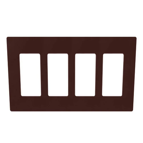 Lutron Claro Light Switch Cover Plate, 4 Gang Wallplate, for Decorator Light Switches, Rocker Light Switch Cover, Outlet Cover, Screwless Switch Plate Cover, Gloss, CW-4-BR, Brown