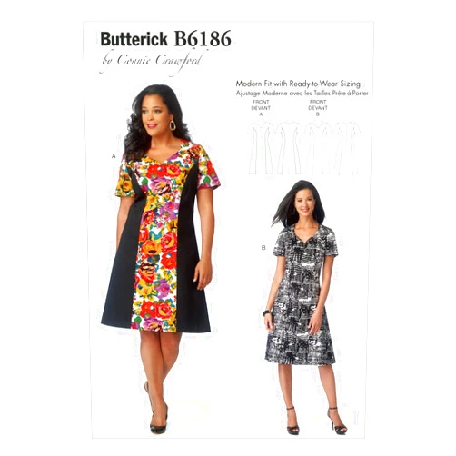 BUTTERICK PATTERNS B6186WMN Misses'/Women's Dress Sewing Template, Woman (XXL-1X-2X-3X-4X-5X-6X)