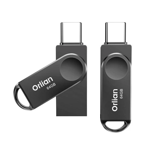 Orlian 128GB 2-Pack USB C Flash Drive, Dual Drive USB 3.0 and Type C Thumb Drive Up to 110MB/s Read Metal Waterproof Portable for PC Laptop Tablet Android Smartphone iPhone 15 and More, Black