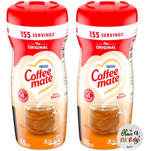 BASICOS Coffee Mate Original Powdered Coffee Creamer 11 oz. 2-Pack Bundle with Basicos Coaster