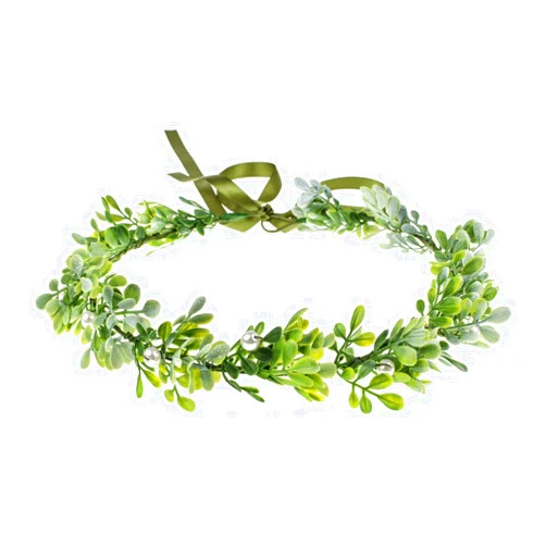 Vividsun Bridal Green Leaf Crown Bohemian Headpiece Floral Headband Photo Prop (A-green white)