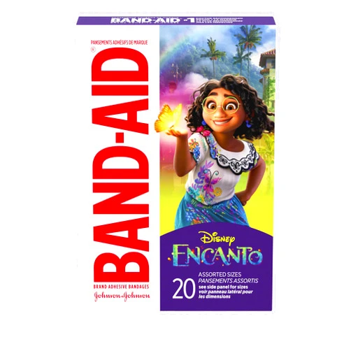 Band-Aid Brand Adhesive Bandages for Minor Cuts & Scrapes, Wound Care Featuring Disney's Encanto Characters, Fun Bandages for Kids and Toddlers, Assorted Sizes, 20 Count