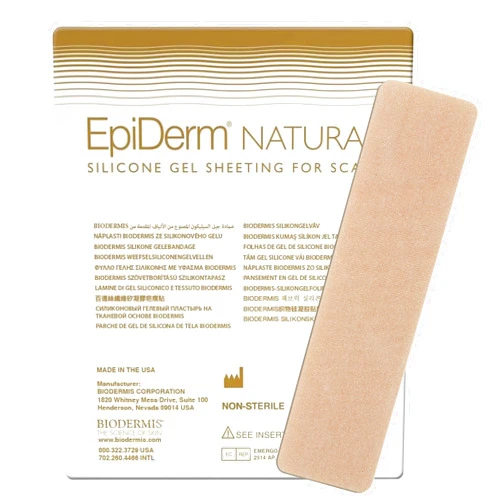 Biodermis Epiderm Silicone Gel Scar Sheets - Premium-Grade Silicone Scar Sheets for Optimal Scar Care - Versatile, Flexible & Reusable - Ideal for C-Section, Tummy Tuck & Hysterectomy Scars - 1.4x6 in, Natural