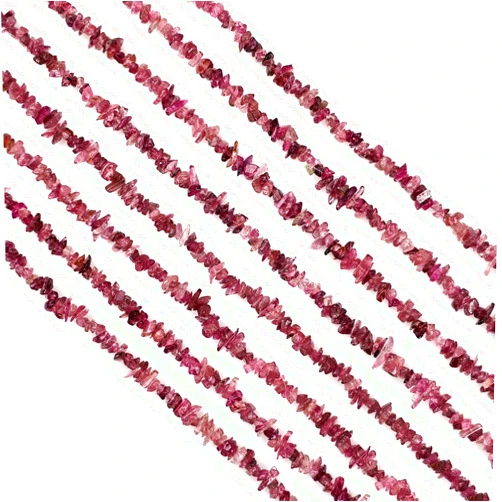 Gemmartusa Chip and Rondelle Pink Tourmaline Chip Beads Stones, Irregular Shaped Chip Loose Beads Strands for Jewelry Making, AAA+ Quality Semi-Precious Chip Beads, Necklace, 1 Strand 34”, 4-6mm, GM GemMartUSA (CHTO-70001)